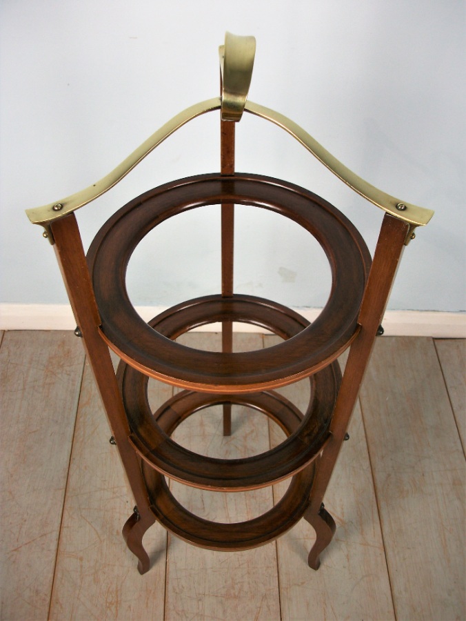 Edwardian Mahogany Three Tier Cake Stand with Plates